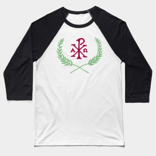 In hoc signo vinces | In this sign conquer - Chi Ro with Olive Branches Baseball T-Shirt